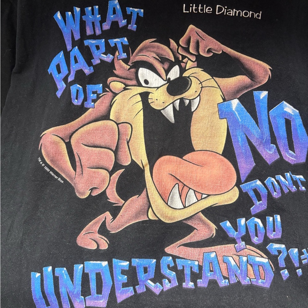 Vintage tshirt taz Tasmanian Devil Warner Bros Black Blue Tee Mens size medium - Picture 4 of 5